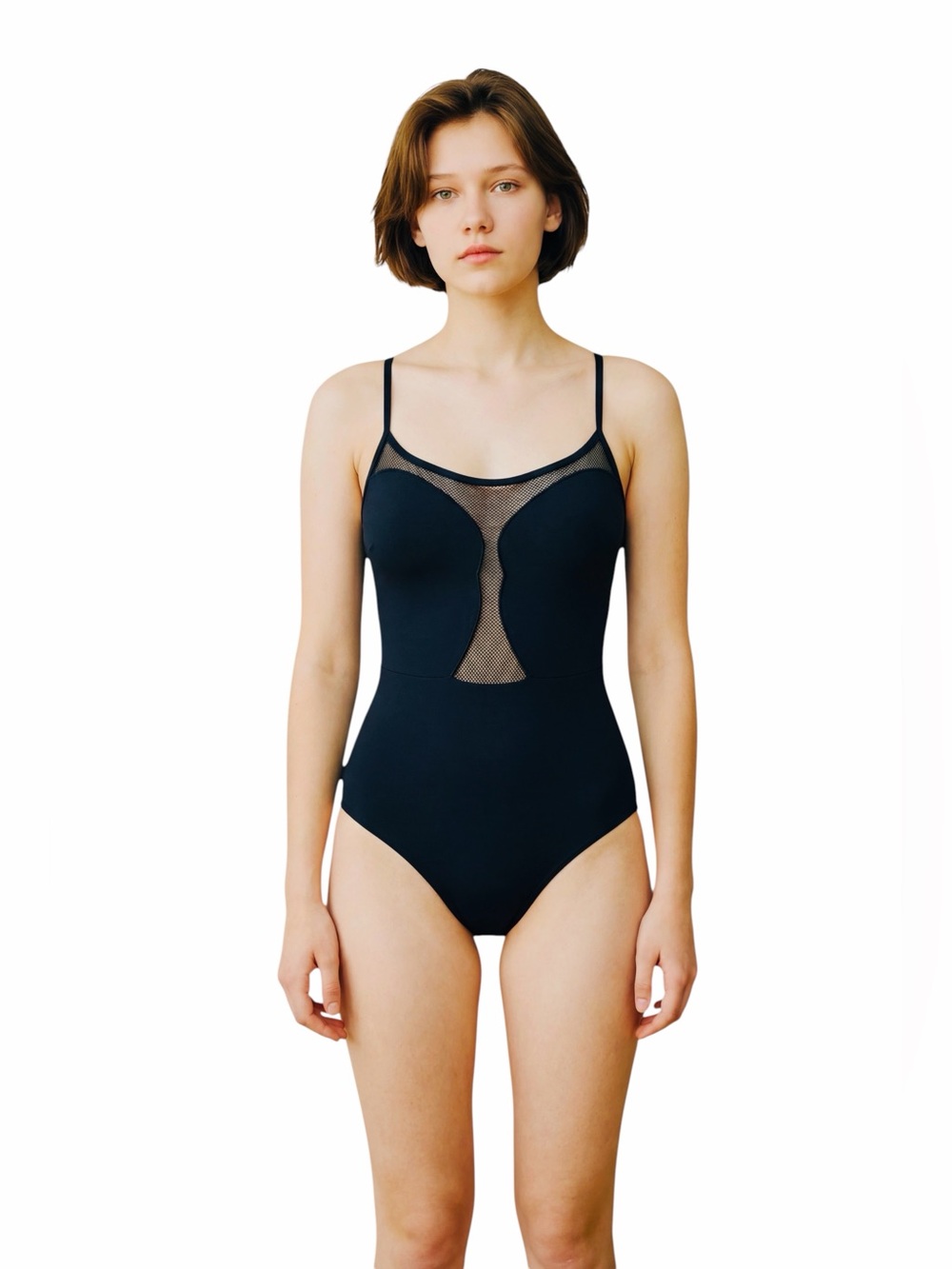 BCBG VINTAGE MESH ONE PIECE SWIMSUIT.